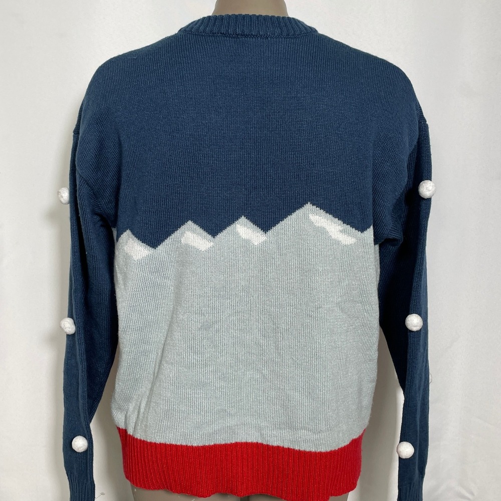 Peanuts Snoopy Navy Blue Pom Pom Christmas Knit Holiday Sweater Women's SMALL - Picture 6 of 10